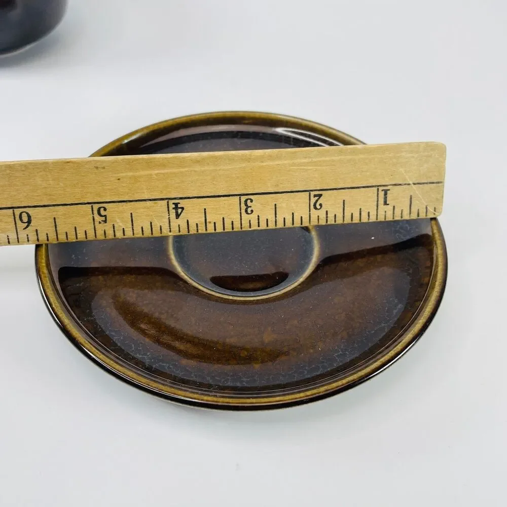 VTG Russell Wright Steubenville American Modern MCM Brown Cup Saucer Plate Lot